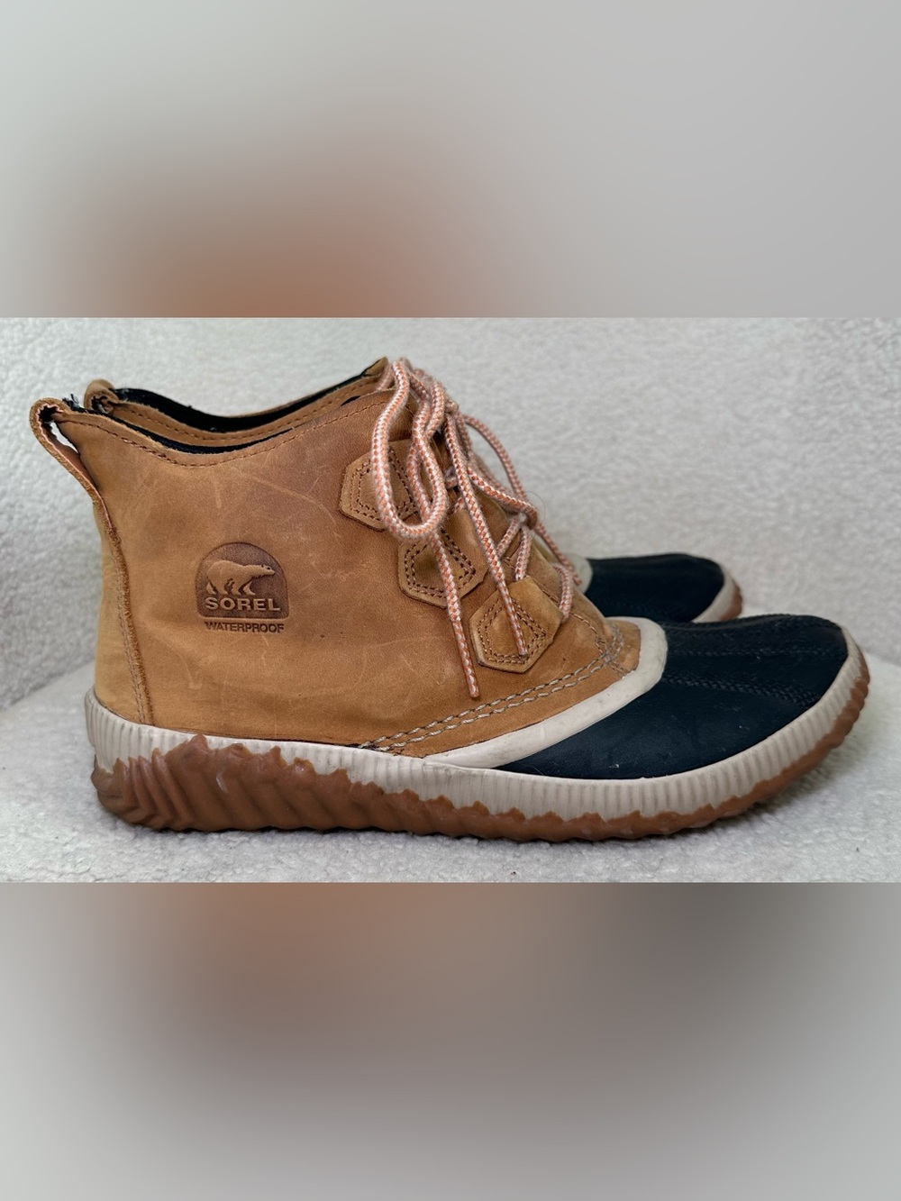 SOREL Out N About Waterproof Duck Boots Rain Snow Winter Brown Black Outdoor 9.5 - Picture 3 of 12